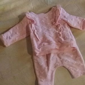 Pink long sleeve new born top and bottom